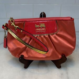 Coach Wristlet Bag Purse Amanda Sateen Horse & Carriage Large Pouch Clutch Bag